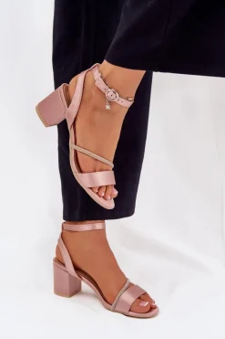 Sandały Na Słupku|Sandały Na Obcasie>Buty damskie Vinceza Sandały Damskie Na Słupku Z Cyrkoniami Vinceza 20268 Beżowe Beżowy