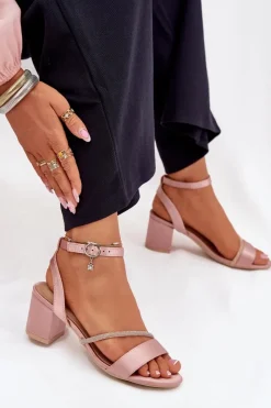 Sandały Na Słupku|Sandały Na Obcasie><noscript><img width=