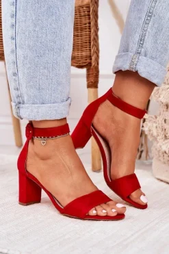 Sandały Na Słupku|Sandały Na Obcasie><noscript><img width=