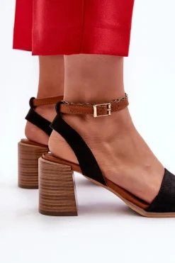 Sandały Na Słupku|Sandały Na Obcasie><noscript><img width=