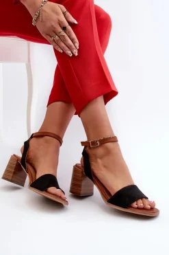 Sandały Na Słupku|Sandały Na Obcasie><noscript><img width=