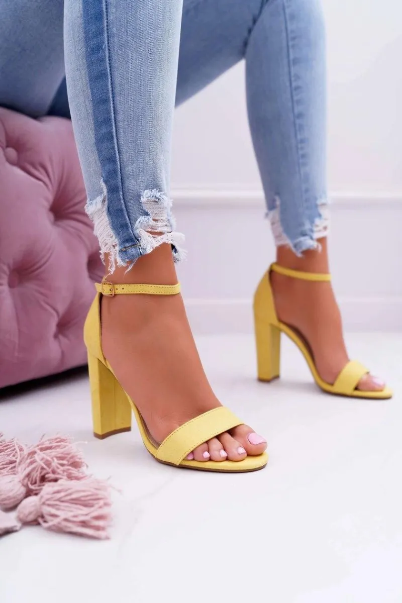 Discount Boto Sandały Damskie Na Słupku Zamszowe Żółte Anastasie