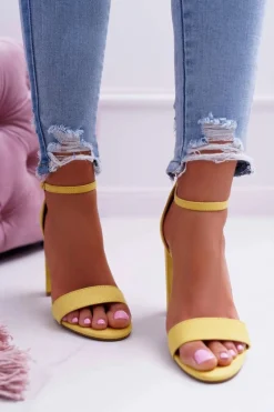 Discount Boto Sandały Damskie Na Słupku Zamszowe Żółte Anastasie