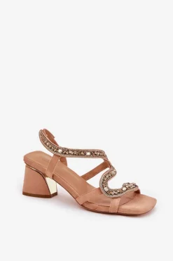 Sandały Na Słupku|Sandały Na Obcasie><noscript><img width=