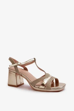 Sandały Na Słupku|Sandały Na Obcasie><noscript><img width=