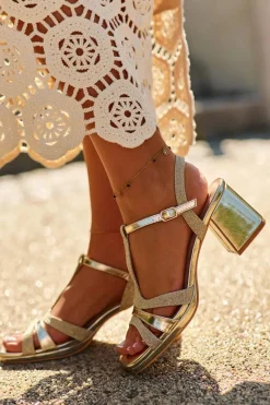 Sandały Na Słupku|Sandały Na Obcasie><noscript><img width=