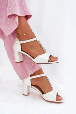 Sandały Na Słupku|Sandały Na Obcasie><noscript><img width=