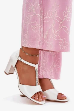 Sandały Na Słupku|Sandały Na Obcasie><noscript><img width=