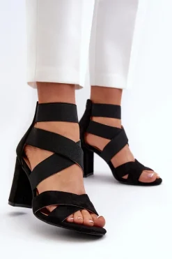New Evento Sandały Damskie Na Słupku Z Paskami Czarne Obissa