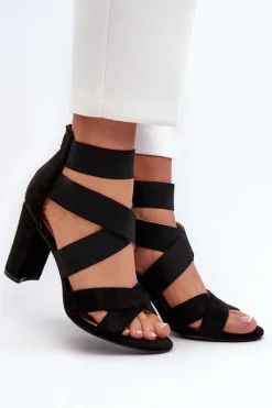 New Evento Sandały Damskie Na Słupku Z Paskami Czarne Obissa