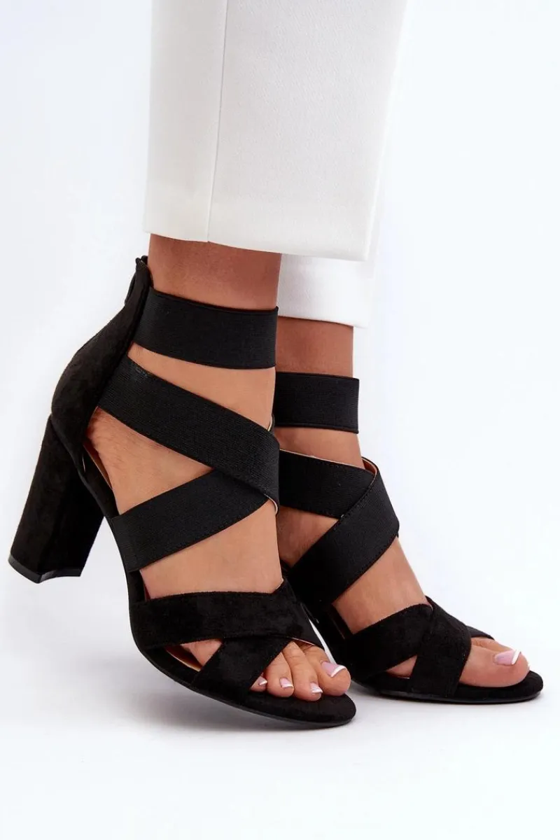 New Evento Sandały Damskie Na Słupku Z Paskami Czarne Obissa