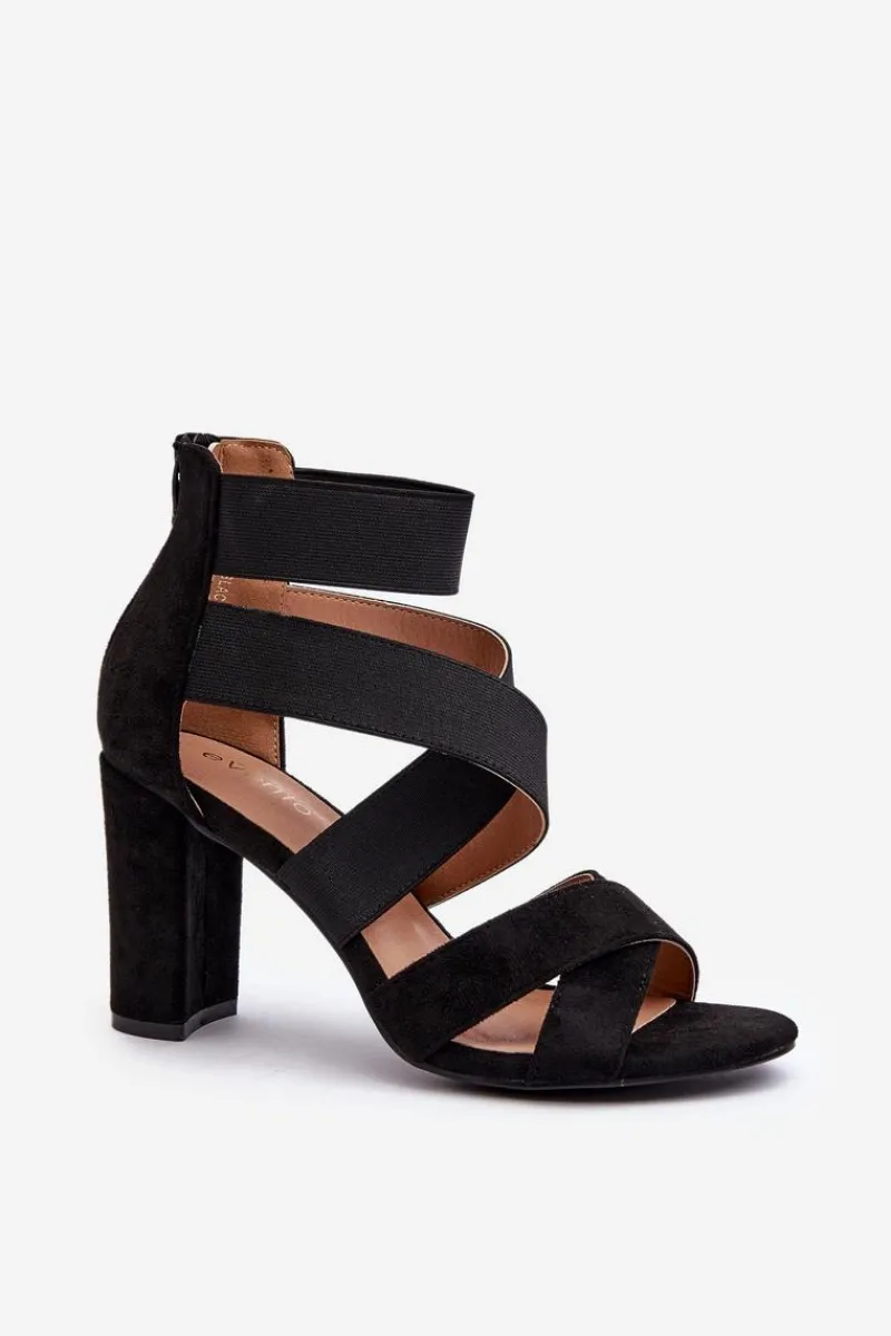 New Evento Sandały Damskie Na Słupku Z Paskami Czarne Obissa