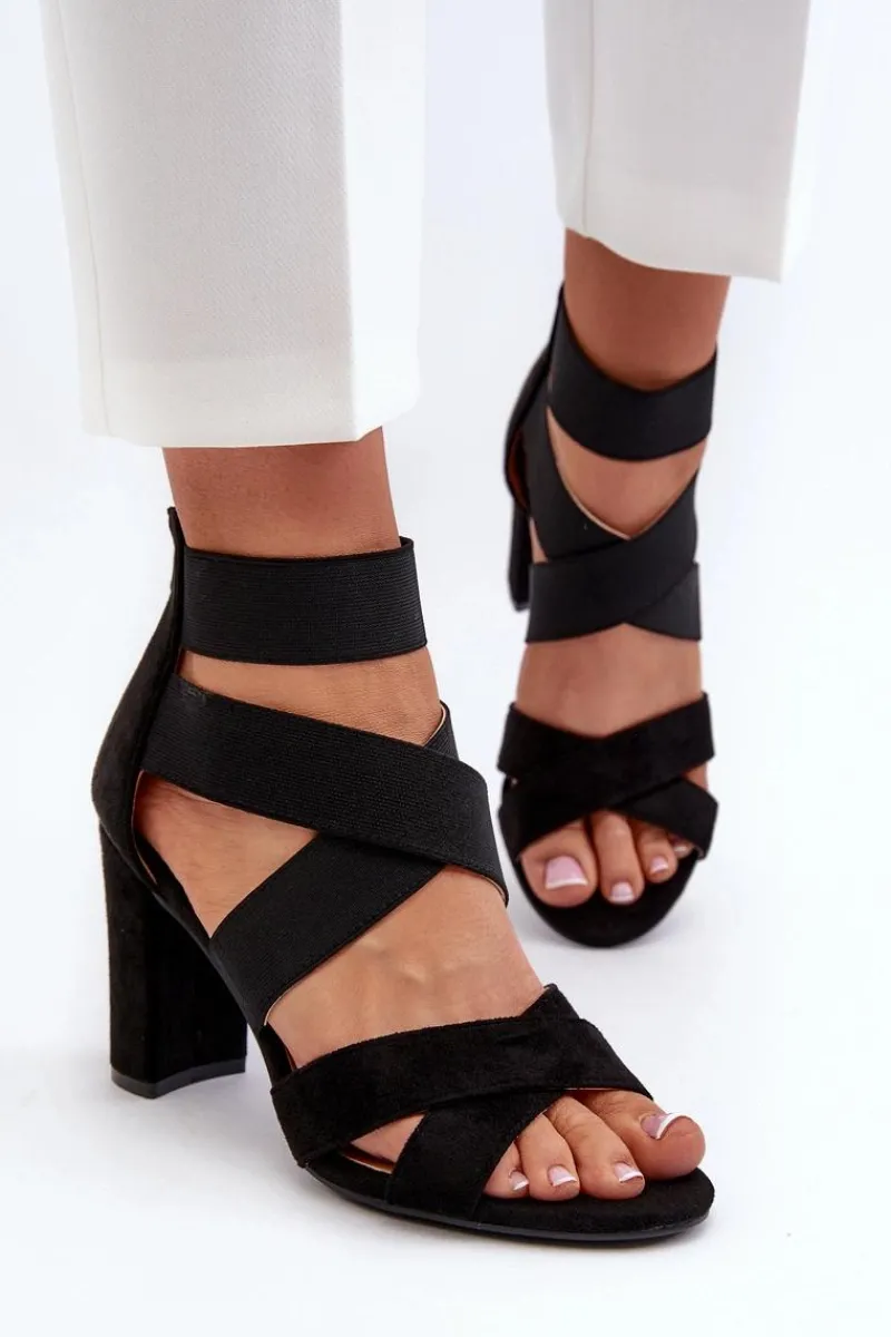 New Evento Sandały Damskie Na Słupku Z Paskami Czarne Obissa