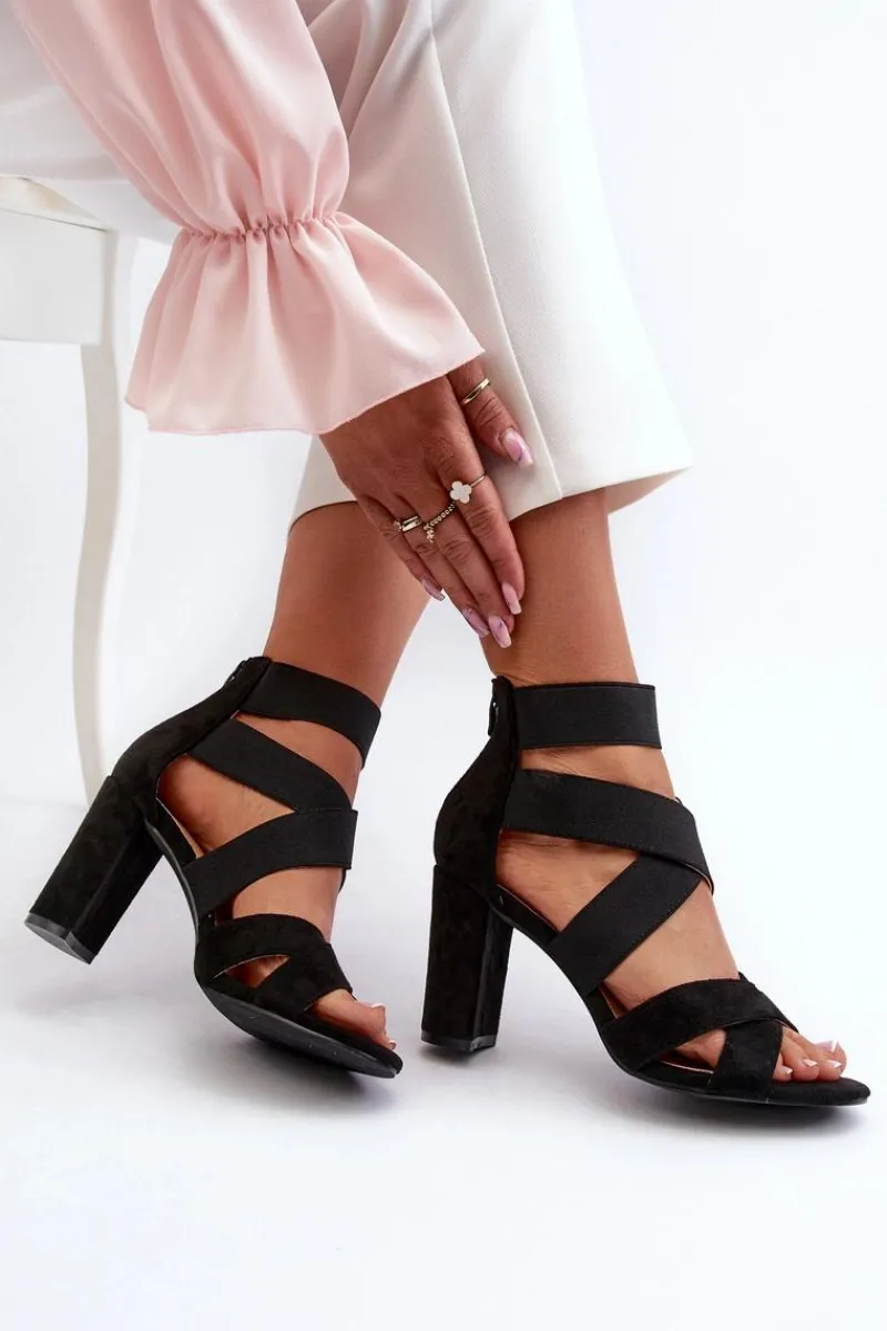 New Evento Sandały Damskie Na Słupku Z Paskami Czarne Obissa