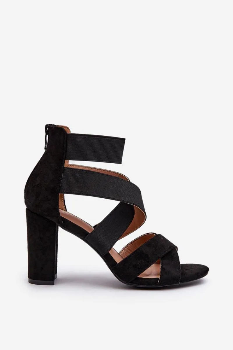 New Evento Sandały Damskie Na Słupku Z Paskami Czarne Obissa