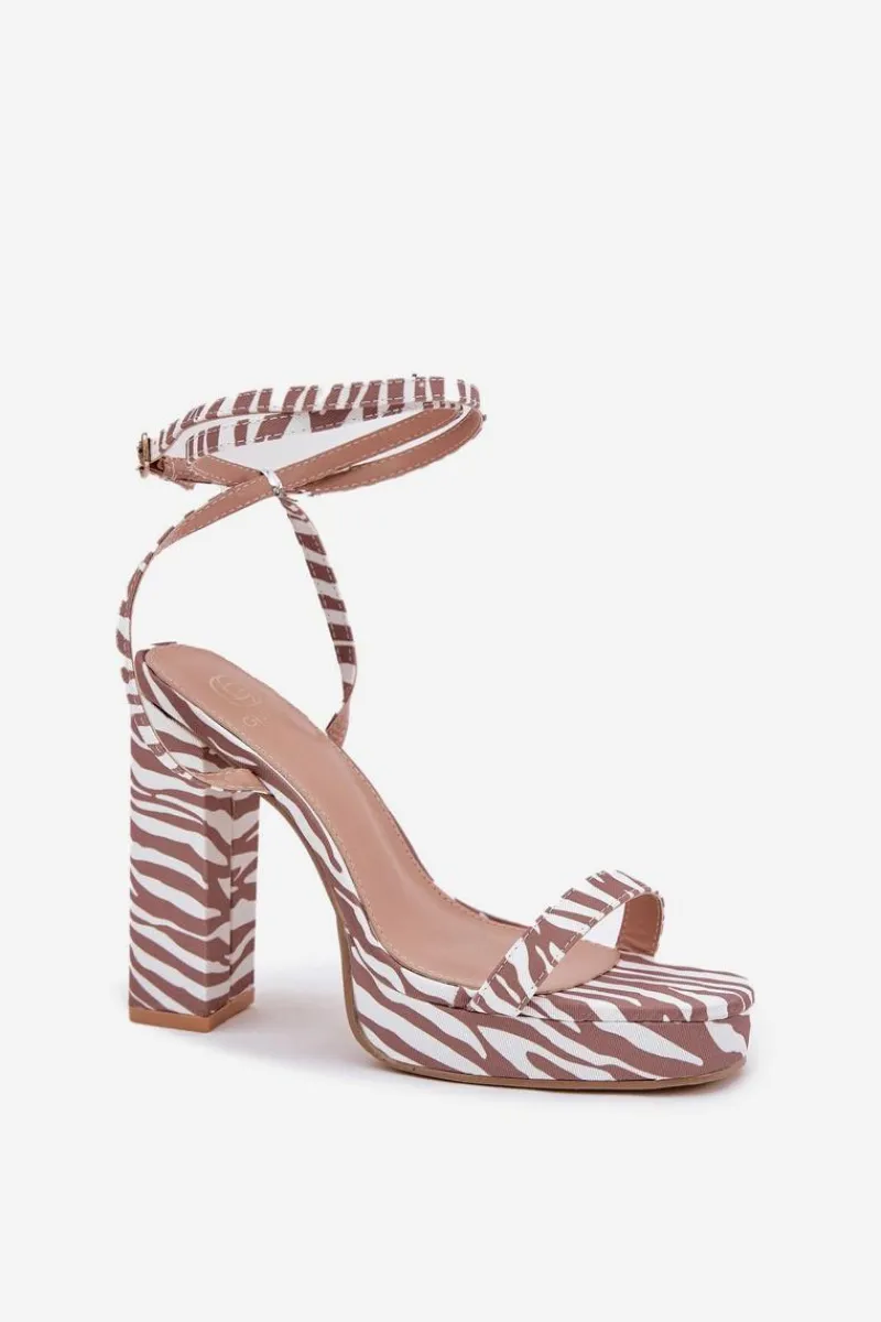 Sandały Na Słupku|Sandały Na Obcasie>Boto Sandały Damskie Na Słupku Z Paseczkiem Zebra Fevenne