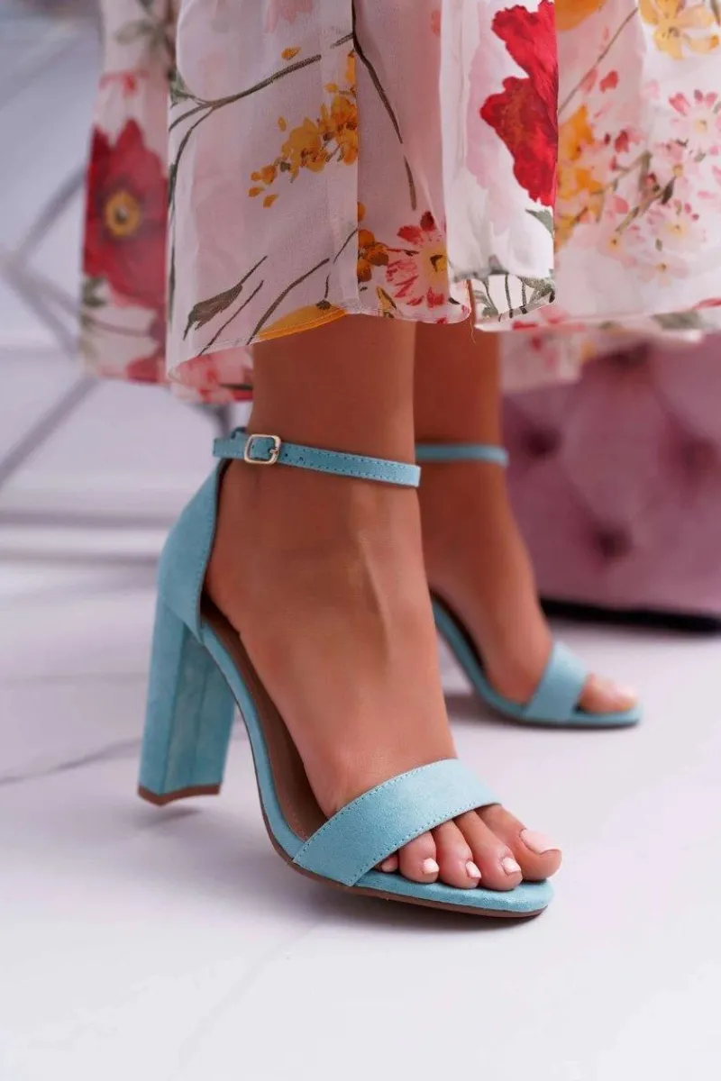 Clearance Sandały Damskie Na Słupku Zamszowe Miętowe Anastasie Damskie Sandały Na Obcasie