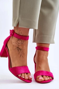 Sandały Na Słupku|Sandały Na Obcasie>Evento Sandały Damskie Na Słupku Zamszowe Fuksja Lexi