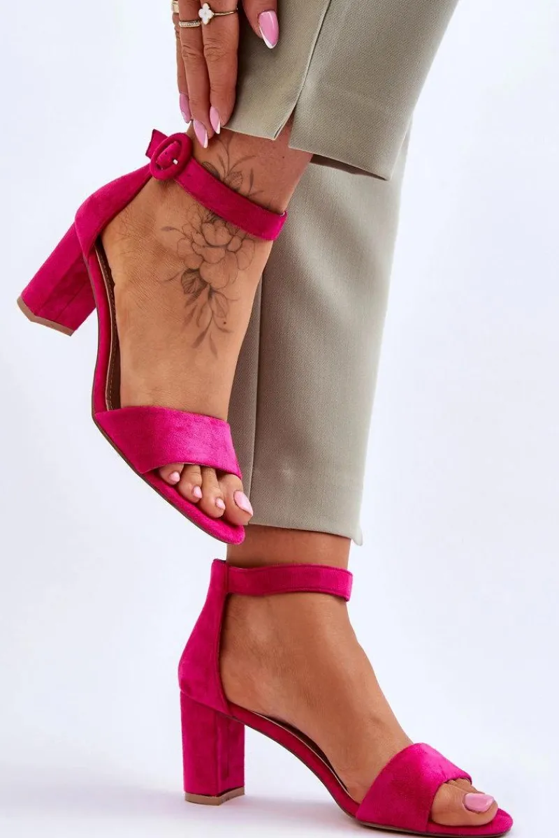 Sandały Na Słupku|Sandały Na Obcasie>Evento Sandały Damskie Na Słupku Zamszowe Fuksja Lexi