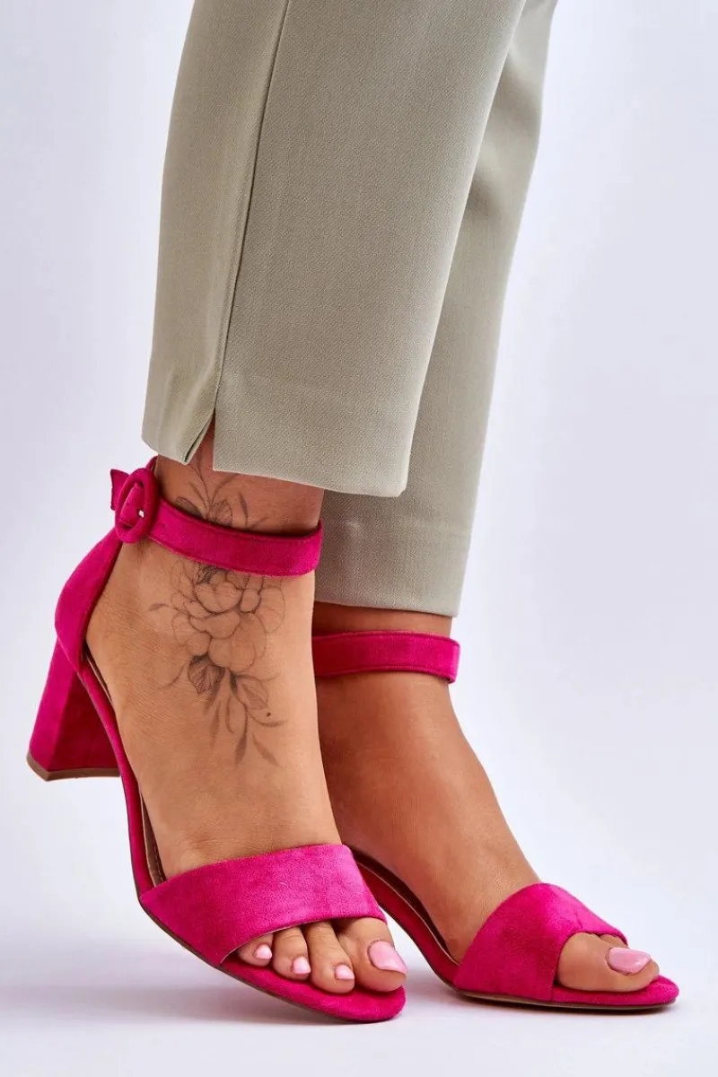 Sandały Na Słupku|Sandały Na Obcasie>Evento Sandały Damskie Na Słupku Zamszowe Fuksja Lexi