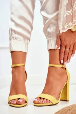 Best Sandały Damskie Na Słupku Zamszowe Żółte Anastasie Damskie Sandały Na Obcasie