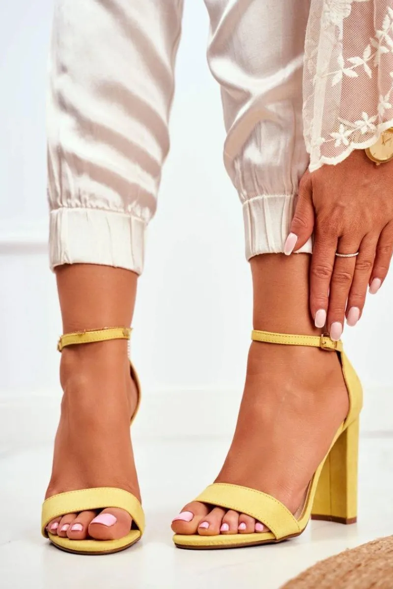 Best Sandały Damskie Na Słupku Zamszowe Żółte Anastasie Damskie Sandały Na Obcasie
