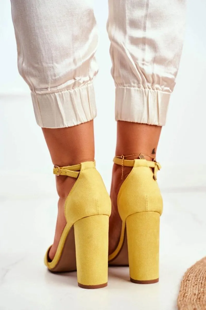 Best Sandały Damskie Na Słupku Zamszowe Żółte Anastasie Damskie Sandały Na Obcasie