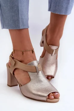 Sandały Na Słupku|Sandały Na Obcasie><noscript><img width=