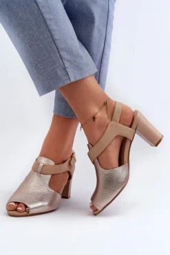 Sandały Na Słupku|Sandały Na Obcasie><noscript><img width=