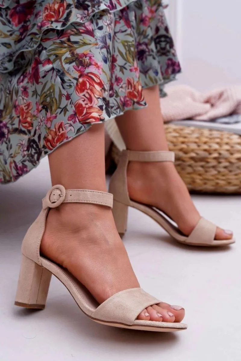Hot Evento Sandały Damskie Na Słupku Zamszowe Beżowe Lexi Beżowy
