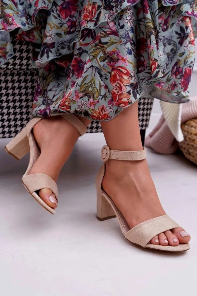 Hot Evento Sandały Damskie Na Słupku Zamszowe Beżowe Lexi Beżowy