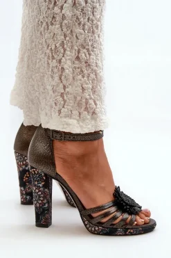 Sandały Na Słupku|Sandały Na Obcasie><noscript><img width=