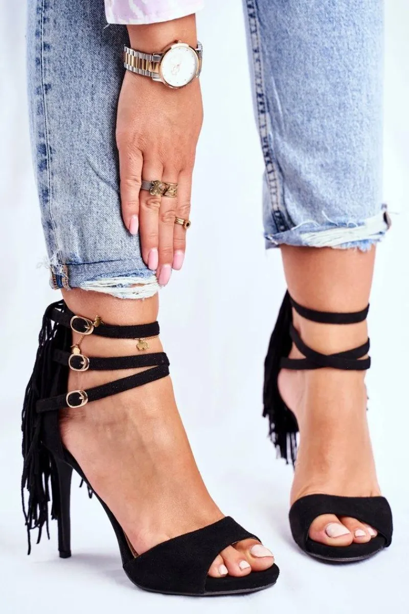 Discount Boto Sandały Damskie Na Szpilce Gladiatorki Czarne Carnival