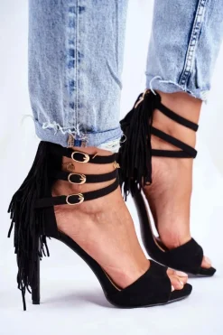 Discount Boto Sandały Damskie Na Szpilce Gladiatorki Czarne Carnival