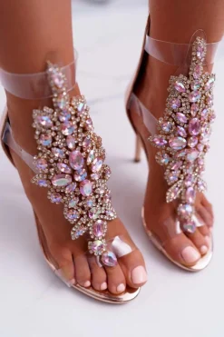 Discount Boto Sandały Damskie Na Szpilce Lu Boo Różowe Złoto 2047-89 Milleni