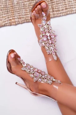 Discount Boto Sandały Damskie Na Szpilce Lu Boo Różowe Złoto 2047-89 Milleni