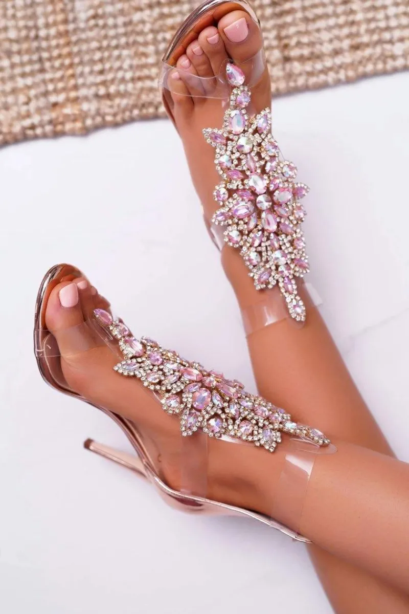 Discount Boto Sandały Damskie Na Szpilce Lu Boo Różowe Złoto 2047-89 Milleni