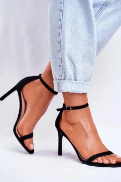 Discount Boto Sandały Damskie Na Szpilce Klasyczne Czarne Basilian