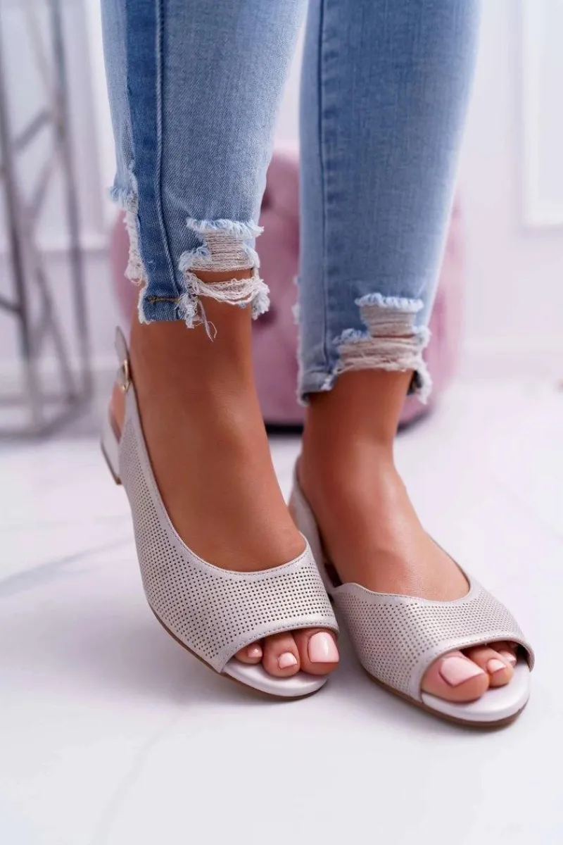 Sandały Płaskie>Buty Sergio Leone Sandały Damskie Płaski Obcas Sergio Leone SK809 Beżowe Skaldo