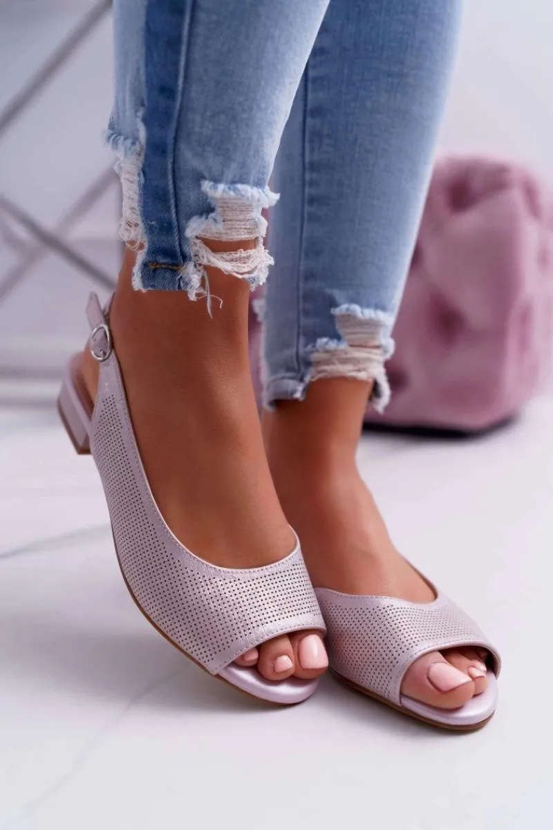 Best Sandały Damskie Płaski Obcas Sergio Leone SK809 Różowe Skaldo Damskie Sandały Płaskie