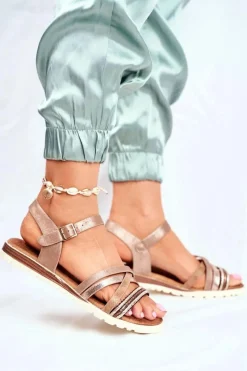 Sale Sandały Damskie Płaskie Brązowe Replay Damskie Sandały Płaskie