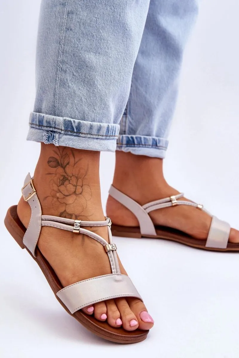 Sandały Płaskie>Damskie buty S.Barski Sandały Damskie Płaskie S.Barski KV-541-120 Złote