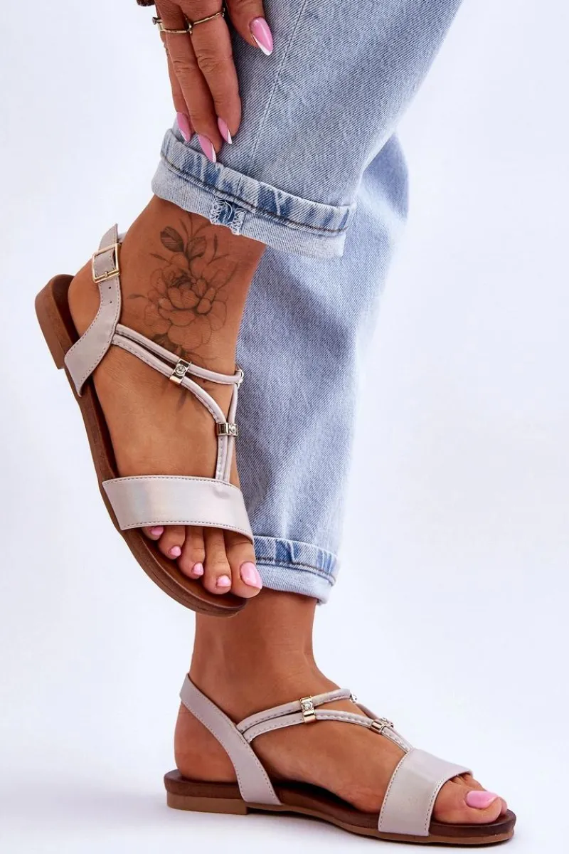 Sandały Płaskie>Damskie buty S.Barski Sandały Damskie Płaskie S.Barski KV-541-120 Złote