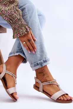 Sandały Płaskie><noscript><img width=