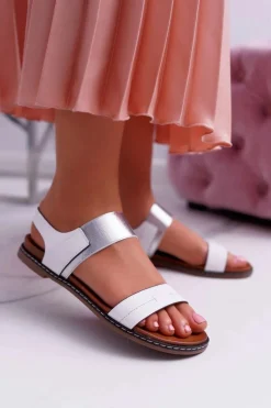 Sandały Płaskie>Buty Sergio Leone Sandały Damskie Płaskie Sergio Leone SK014 Białe Agrina