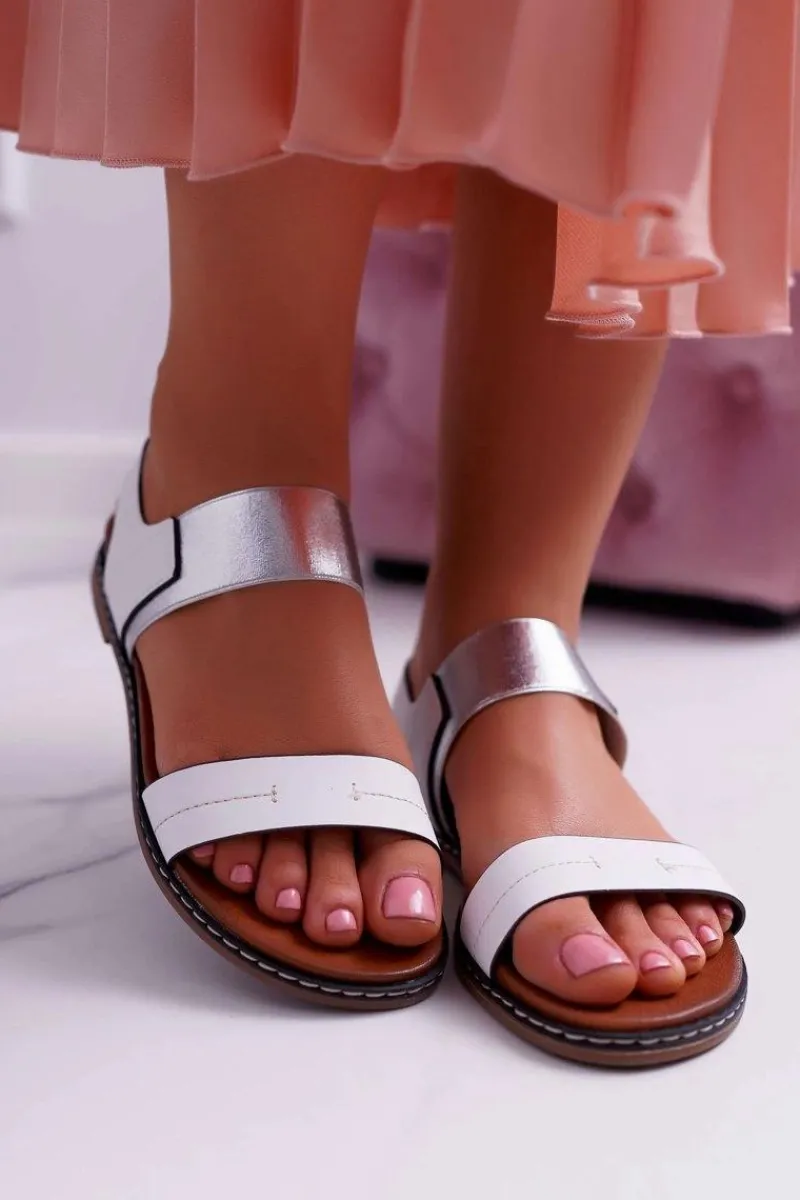 Sandały Płaskie>Buty Sergio Leone Sandały Damskie Płaskie Sergio Leone SK014 Białe Agrina