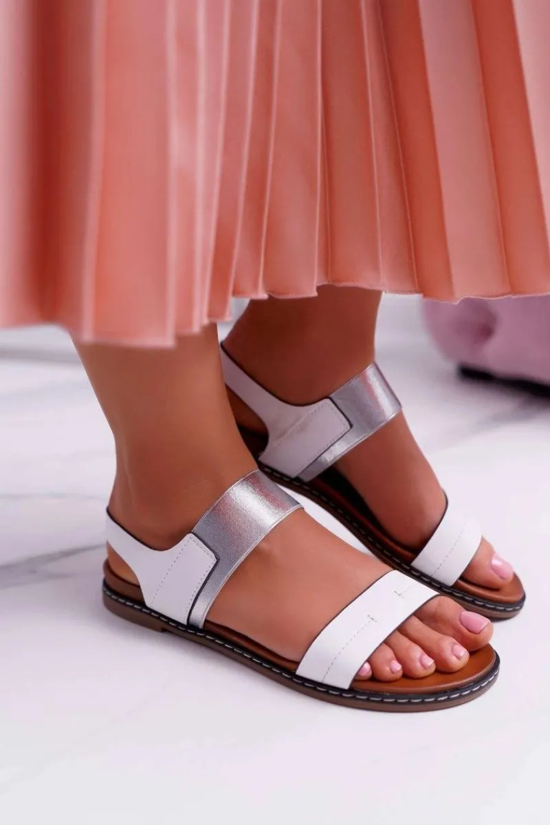 Sandały Płaskie>Buty Sergio Leone Sandały Damskie Płaskie Sergio Leone SK014 Białe Agrina