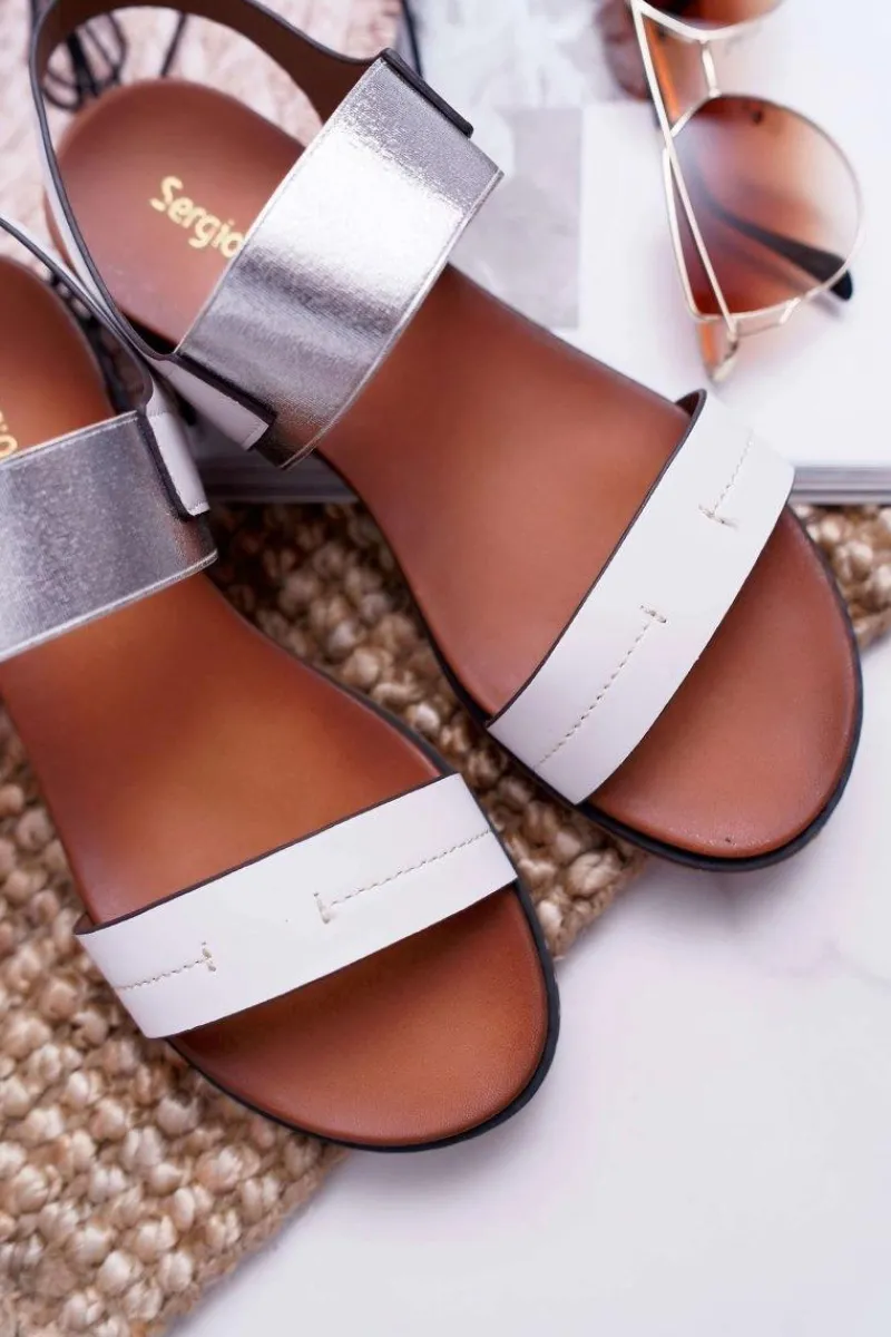 Sandały Płaskie>Buty Sergio Leone Sandały Damskie Płaskie Sergio Leone SK014 Białe Agrina