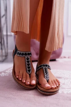 Sandały Płaskie><noscript><img width=