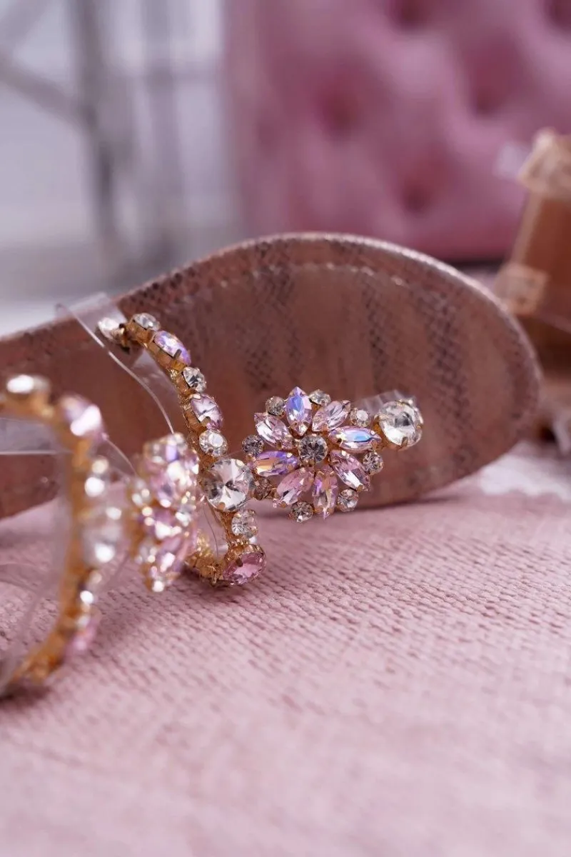 Clearance Sandały Damskie Płaskie Z Cyrkoniami Champagne Karra Damskie Sandały Płaskie